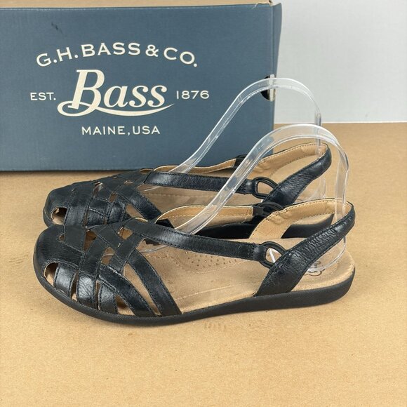 G.H. Bass Delilah Leather Sandals Womens 7.5 Black Leather Closed Toe Slingback - Picture 11 of 11